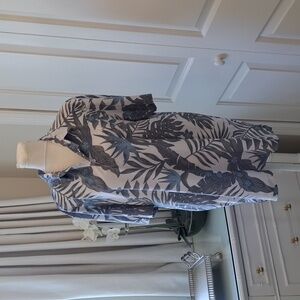 Travis‎ Mathew Mens Grey/Blue Floral Print Pima Cotton Polo Golf Shirt LG